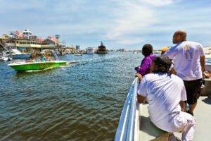 family destin harbor view from the water on boat cruise